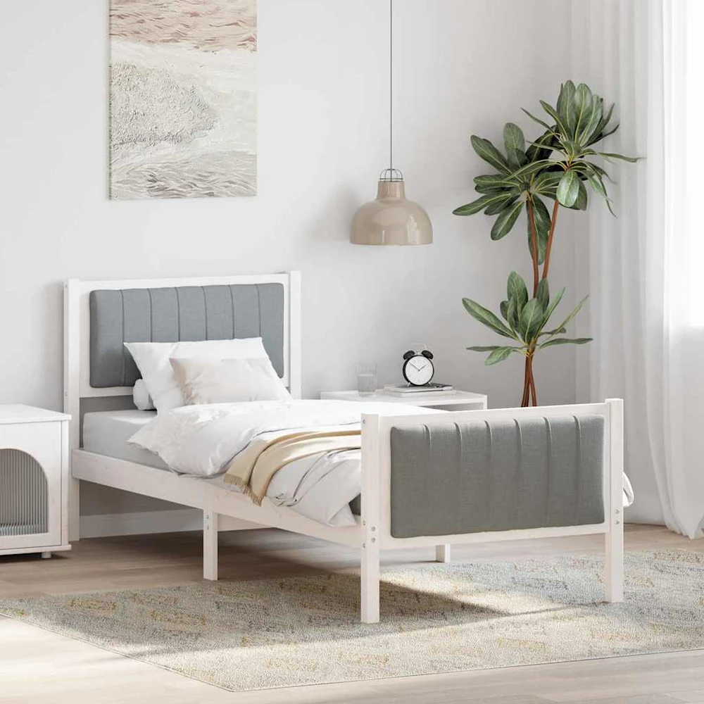 Lova Lovos rėmas Balta ir šviesiai pilka 80 x 200 cm Pušies masyvas