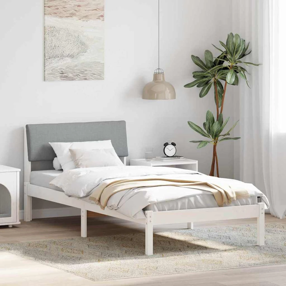 Lova Lovos rėmas Balta ir šviesiai pilka 90 x 200 cm Pušies masyvas