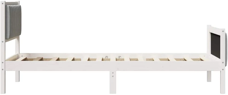 Lova Lovos rėmas Balta ir šviesiai pilka 90 x 200 cm Pušies masyvas