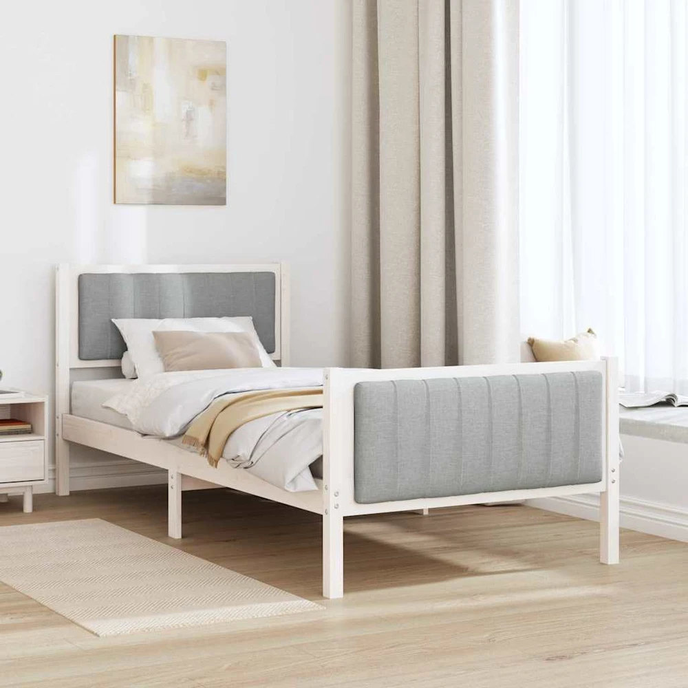 Lova Lovos rėmas Balta ir šviesiai pilka 90 x 200 cm Pušies masyvas