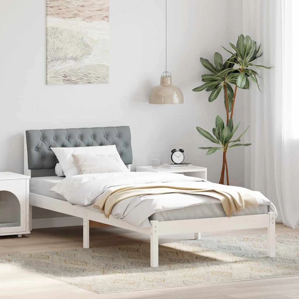 Lova Lovos rėmas Balta ir šviesiai pilka 90 x 190 cm Pušies masyvas