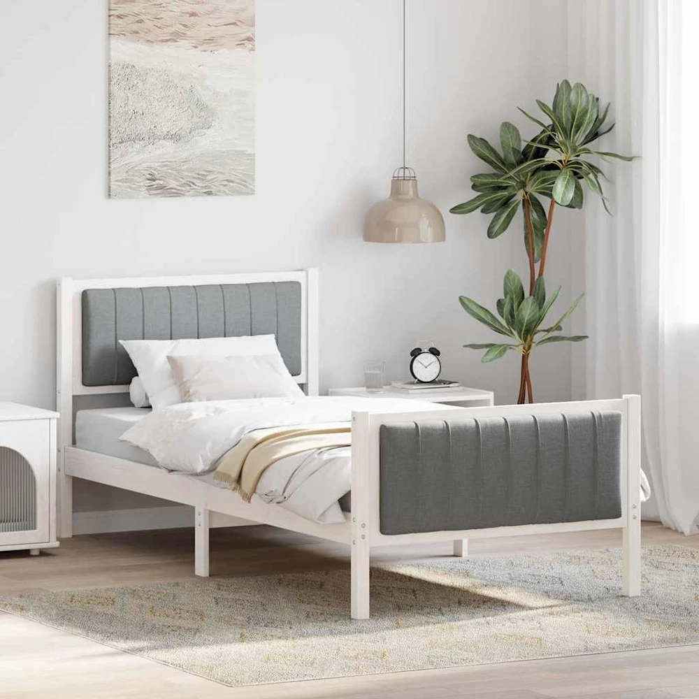 Lova Lovos rėmas Balta ir šviesiai pilka 90 x 200 cm Pušies masyvas
