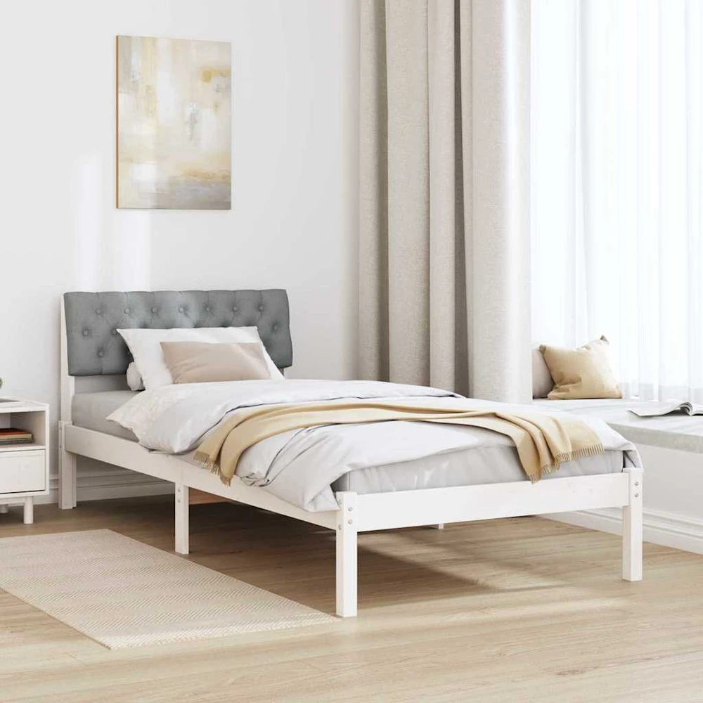 Lova Lovos rėmas Balta ir šviesiai pilka 90 x 200 cm Pušies masyvas