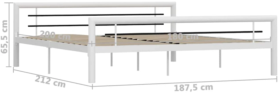 Lovos rėmas, baltos ir juodos spalvos, 180x200cm, metalas