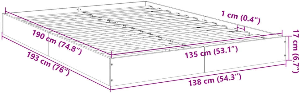 Lova Lovos rėmas, baltos spalvos, 135x190cm, apdirbta mediena