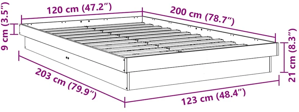 Lovos rėmas be čiužinio 120x200 cm ąžuolo masyvo