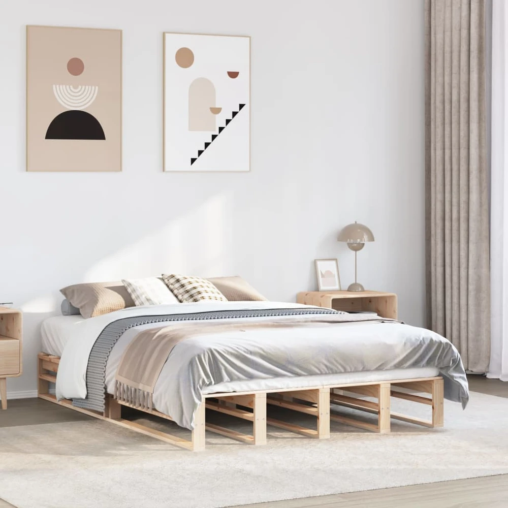 Lovos rėmas be čiužinio, 150x200cm, pušies medienos masyvas