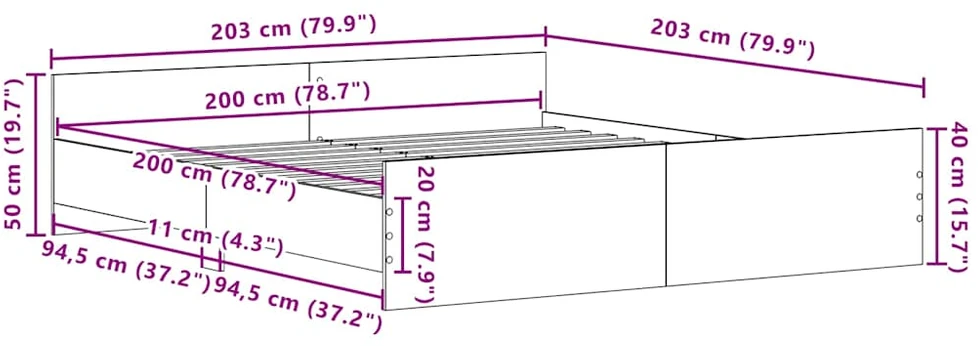 lovos rėmas be čiužinio 200x200 cm, apdirbta mediena