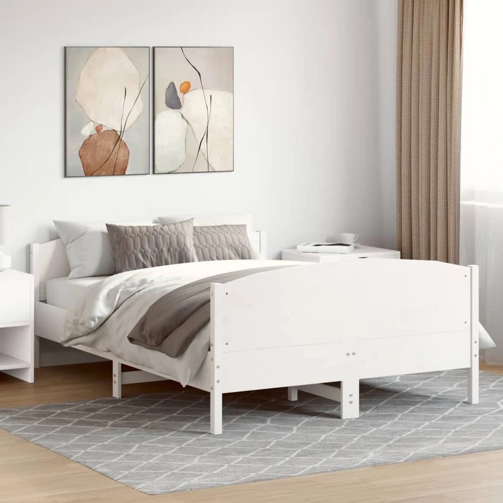 Lovos rėmas be čiužinio, baltas, 120x190cm, pušies masyvas