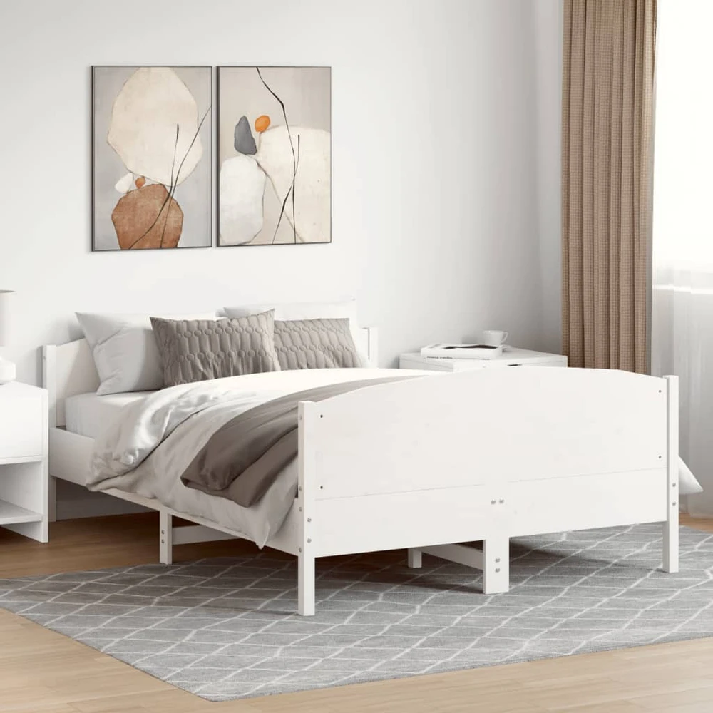 Lovos rėmas be čiužinio, baltas, 140x200cm, pušies masyvas