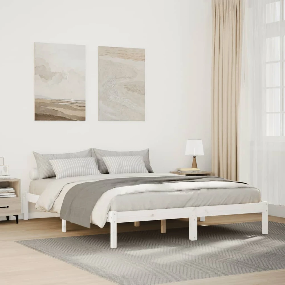 Lova Lovos rėmas be čiužinio, baltas, 140x220cm, pušis, itin ilgas