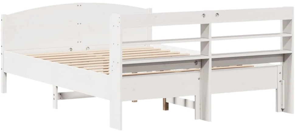 Lovos rėmas be čiužinio, baltas, 150x200cm, pušies masyvas