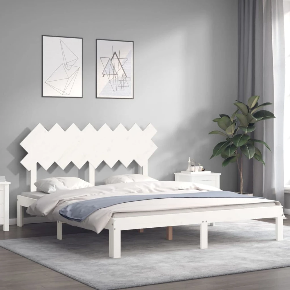Lovos rėmas be čiužinio, baltas, 160x200cm, pušies masyvas