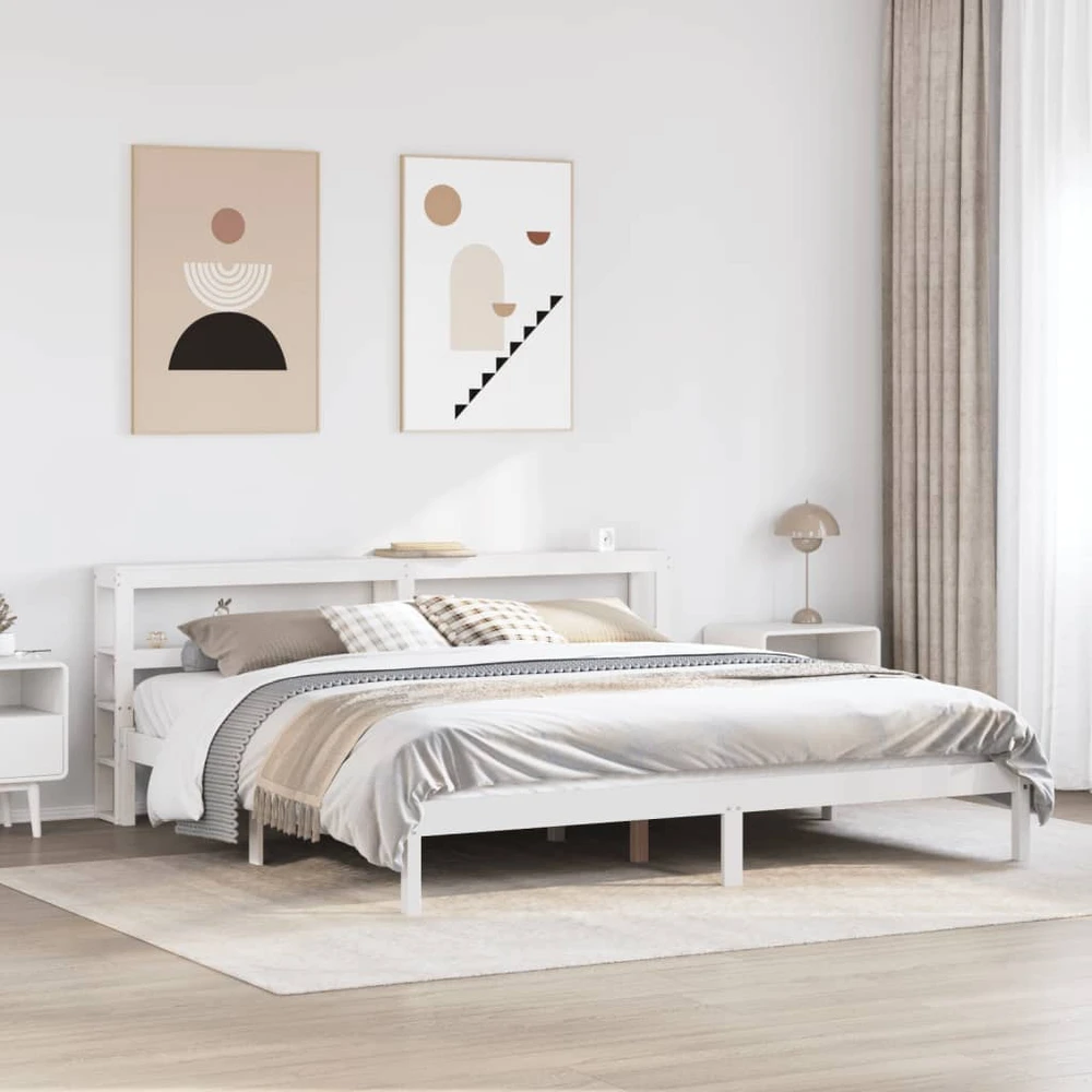 Lovos rėmas be čiužinio, baltas, 180x200cm, pušies masyvas