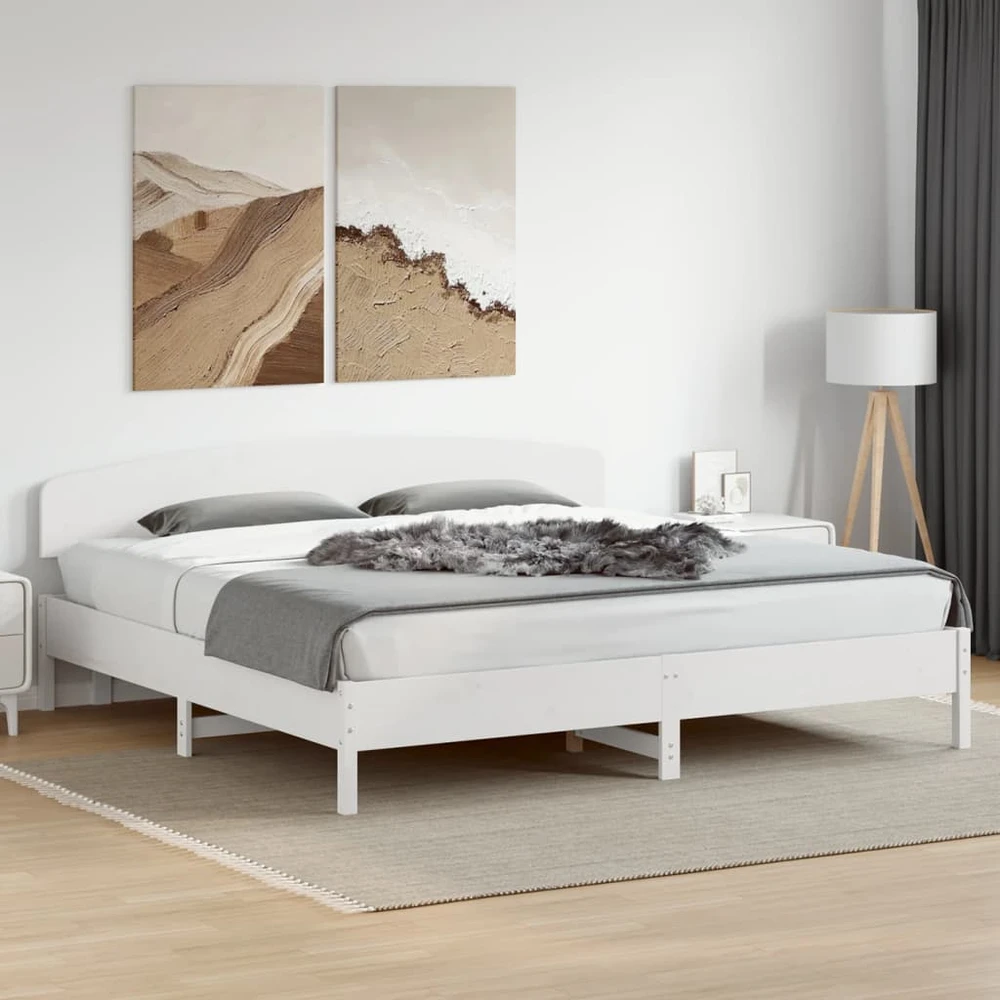 Lovos rėmas be čiužinio, baltas, 200x200cm, pušies masyvas