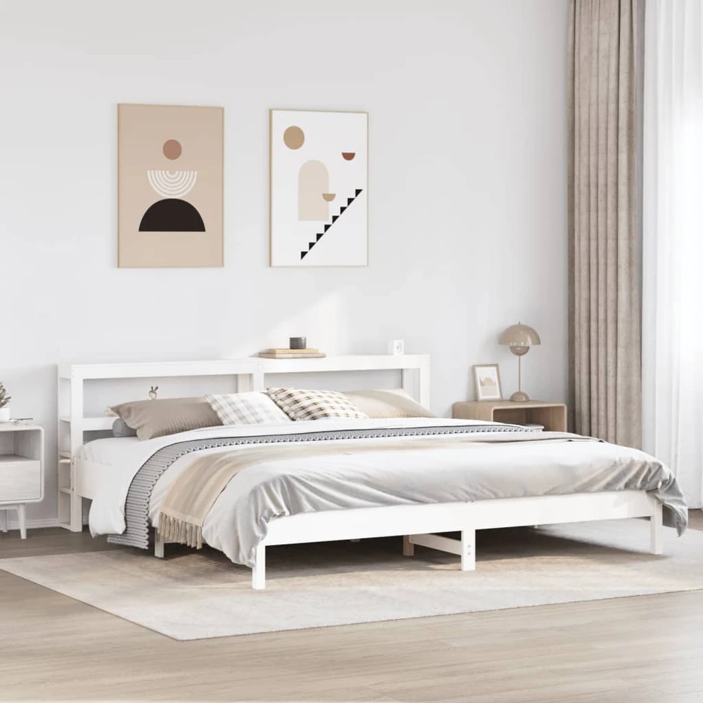 Lovos rėmas be čiužinio, baltas, 200x200cm, pušies masyvas