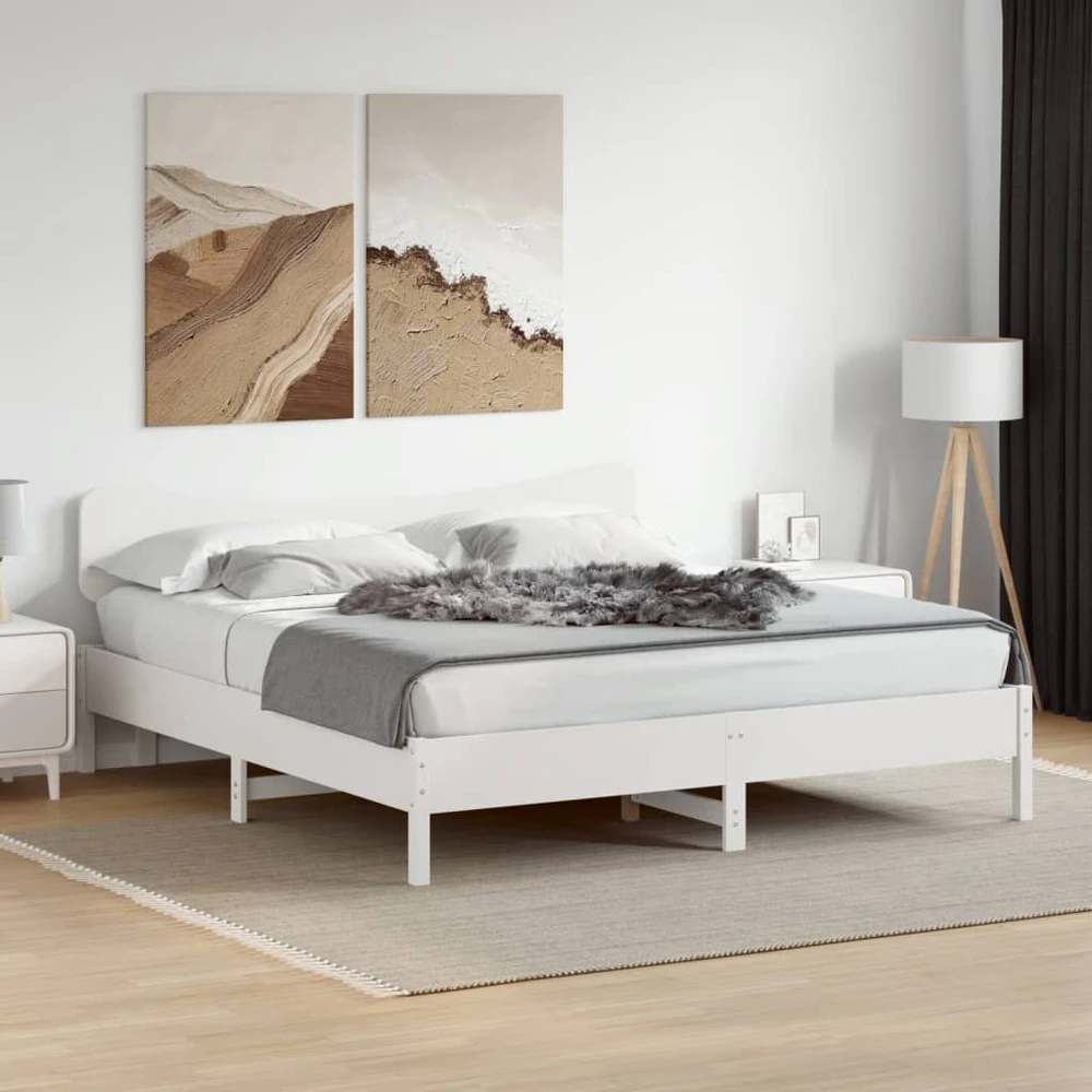 Lovos rėmas be čiužinio, baltas, 200x200cm, pušies masyvas
