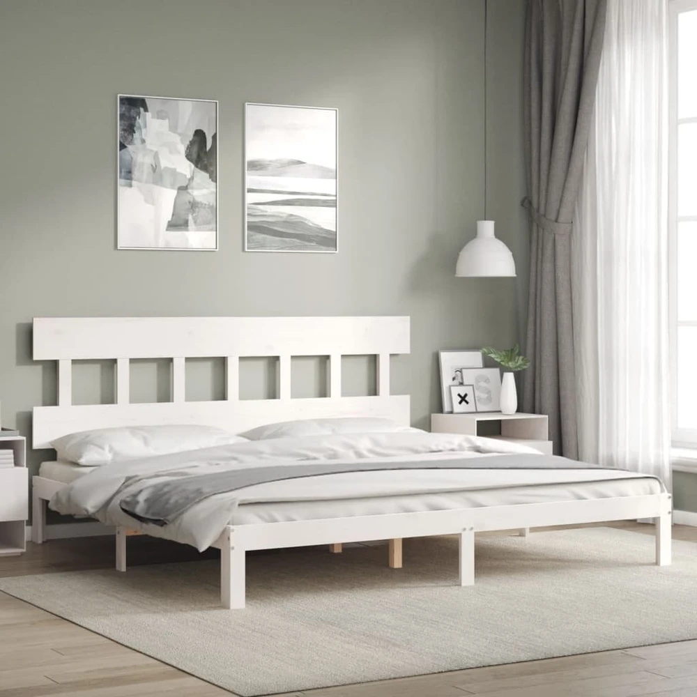 Lovos rėmas be čiužinio, baltas, 200x200cm, pušies masyvas