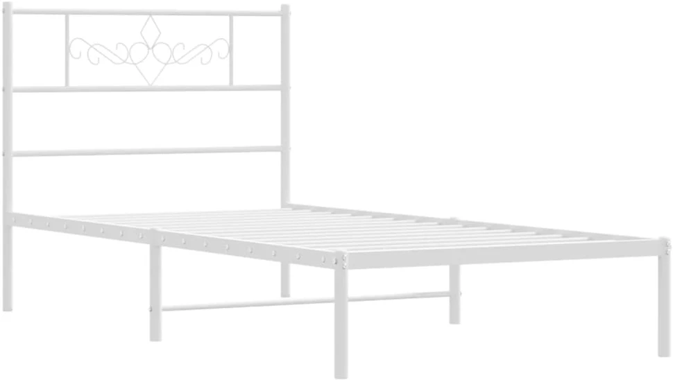 Metalinis lovos rėmas su galvūgaliu, baltos spalvos, 75x190cm