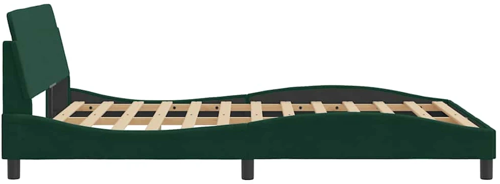 Lovos rėmas su galvūgaliu, tamsiai žalias, 140x190 cm, aksomas