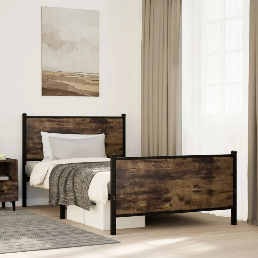 Lova Lovos rėmas be čiužinio, dūminio ąžuolo, 100x190cm, metalas