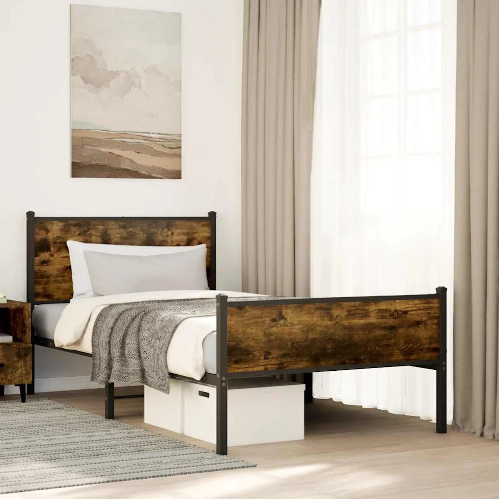 Lova Lovos rėmas be čiužinio, dūminio ąžuolo, 107x203cm, metalas