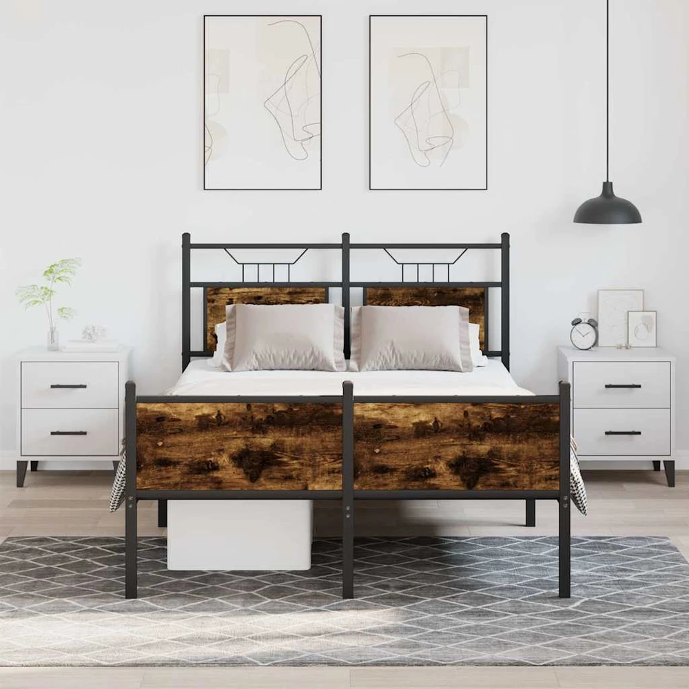 Lovos rėmas be čiužinio, dūminio ąžuolo, 120x200cm, mediena