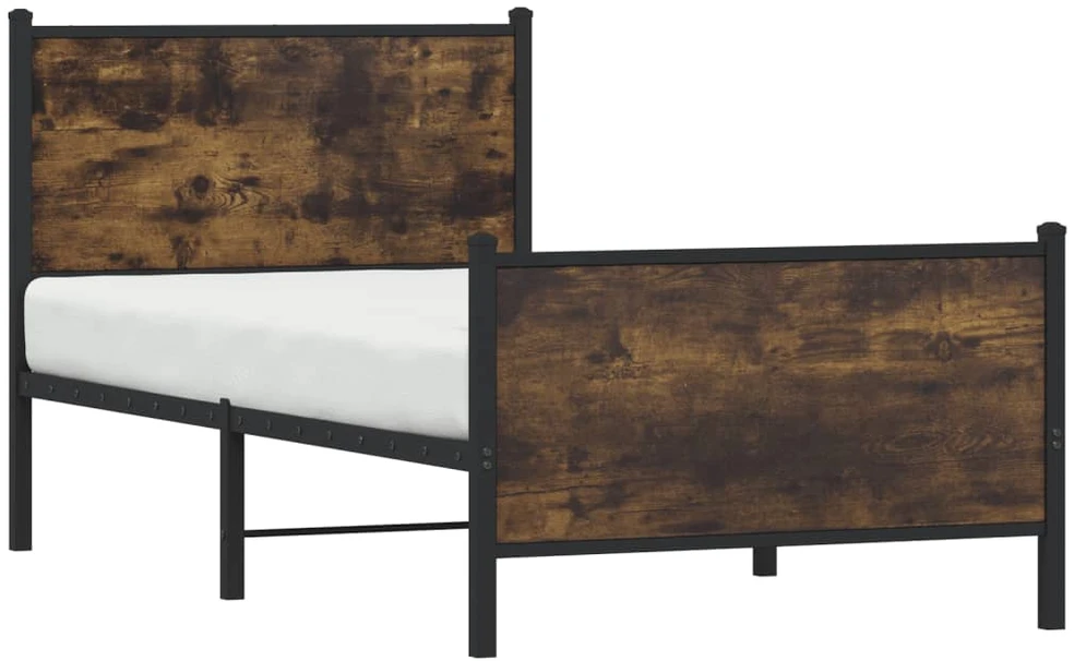 Lovos rėmas be čiužinio, dūminio ąžuolo, 90x190cm, metalas