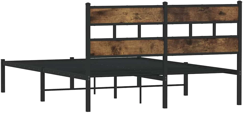 Lovos rėmas be čiužinio, dūminio ąžuolo, 140x190cm, metalas