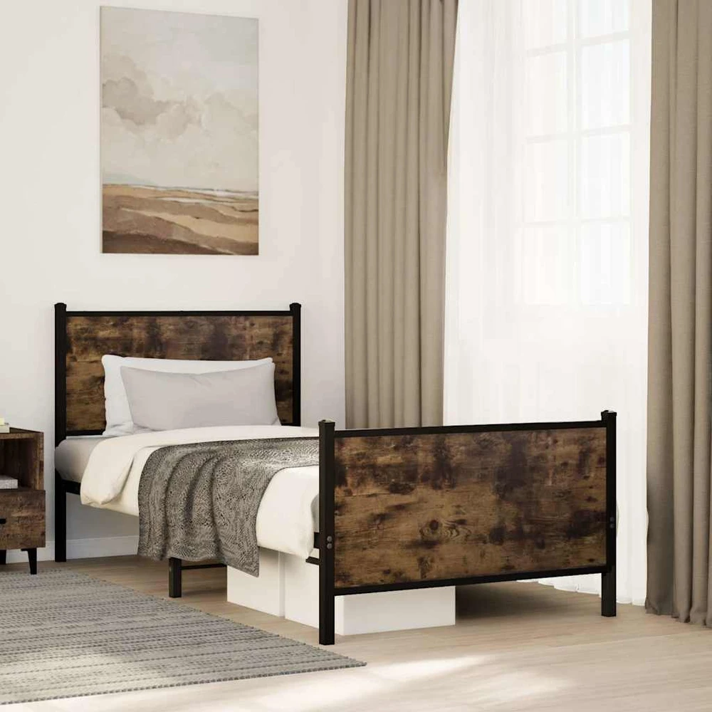 Lovos rėmas be čiužinio, dūminio ąžuolo, 80x200cm, metalas