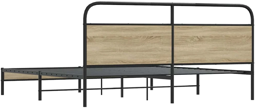 Lovos rėmas be čiužinio, dūminio ąžuolo, 200x200cm, metalas