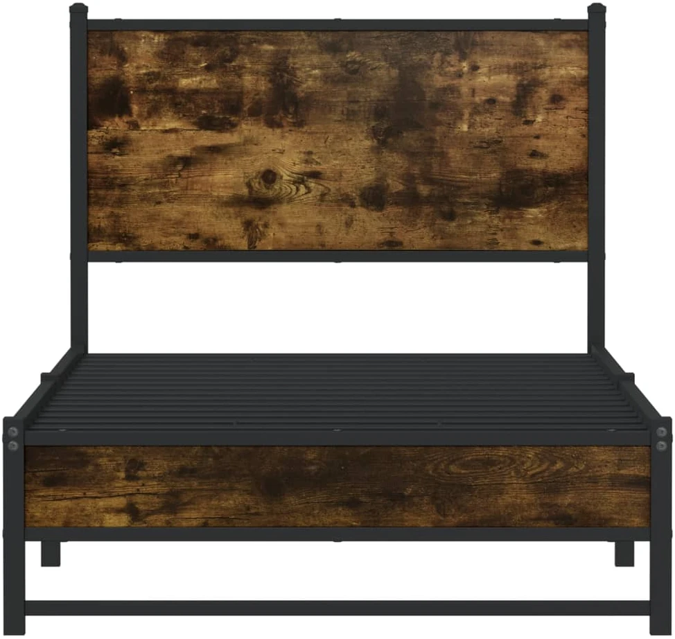 Lovos rėmas be čiužinio, dūminio ąžuolo, 90x190cm, metalas