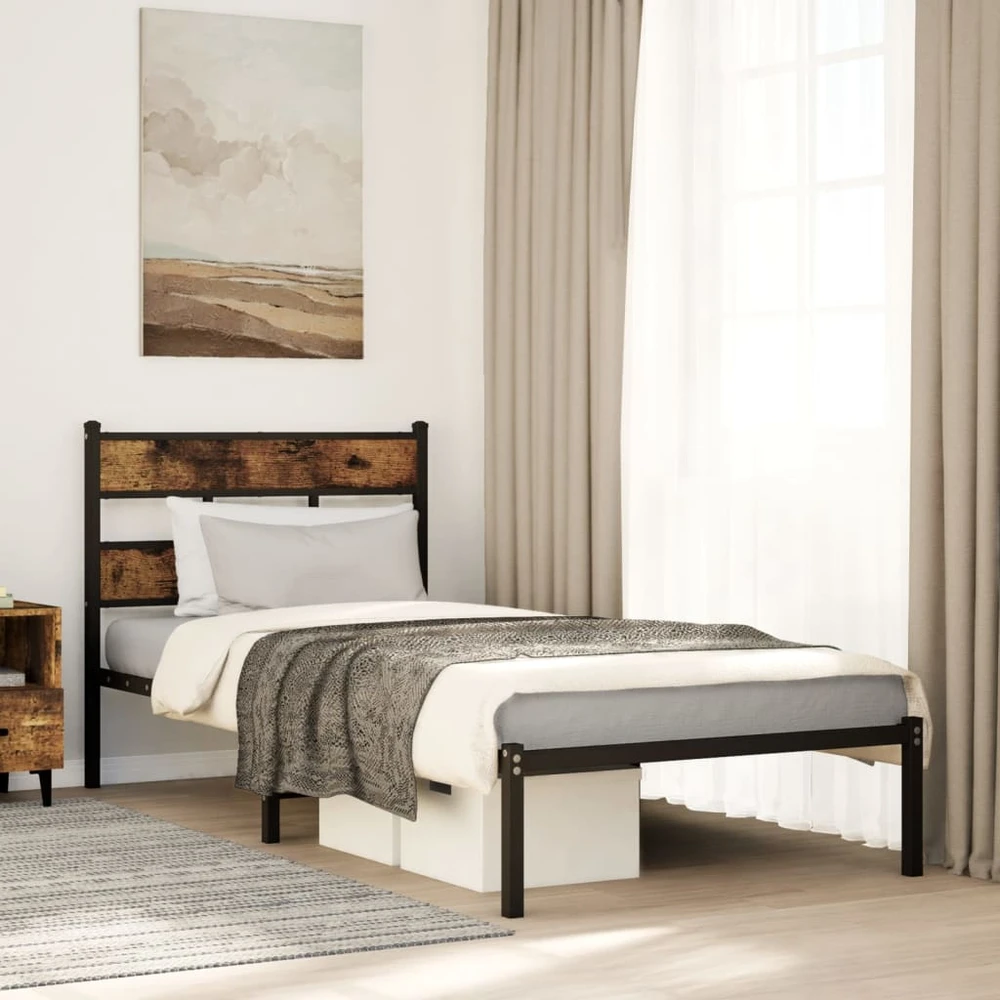 Lova Lovos rėmas be čiužinio, dūminio ąžuolo, 107x203cm, metalas