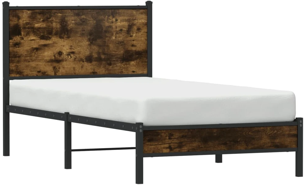 Lovos rėmas be čiužinio, dūminio ąžuolo, 75x190cm, metalas