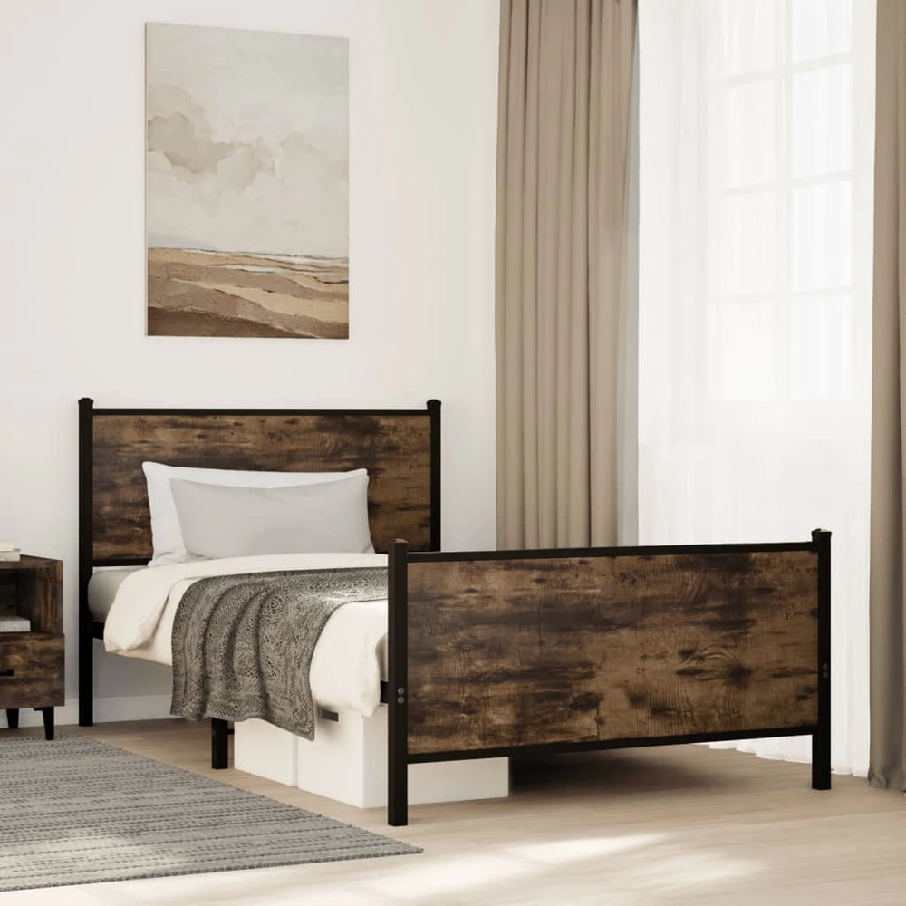Lova Lovos rėmas be čiužinio, dūminio ąžuolo, 107x203cm, metalas