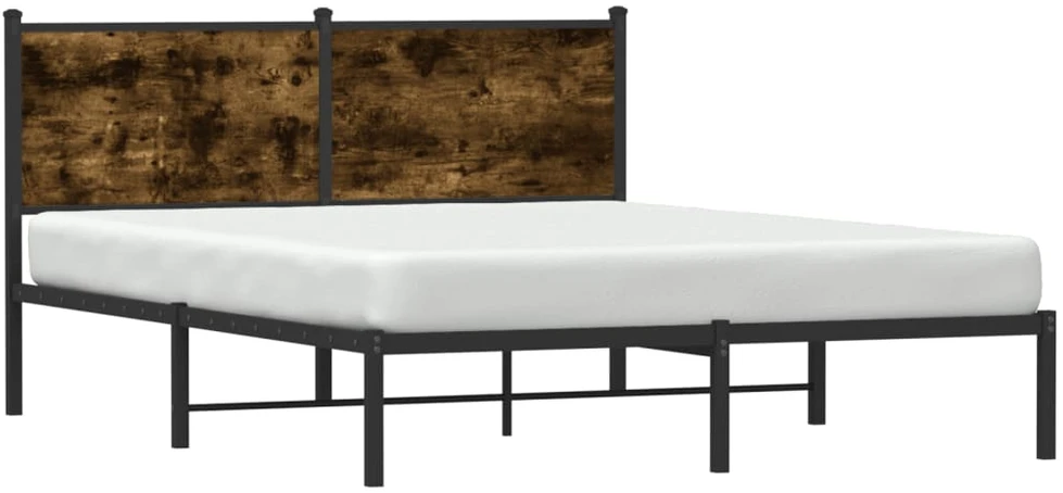 Lovos rėmas be čiužinio, dūminio ąžuolo, 140x190cm, metalas