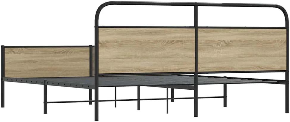 Lovos rėmas be čiužinio, dūminio ąžuolo, 150x200cm, metalas