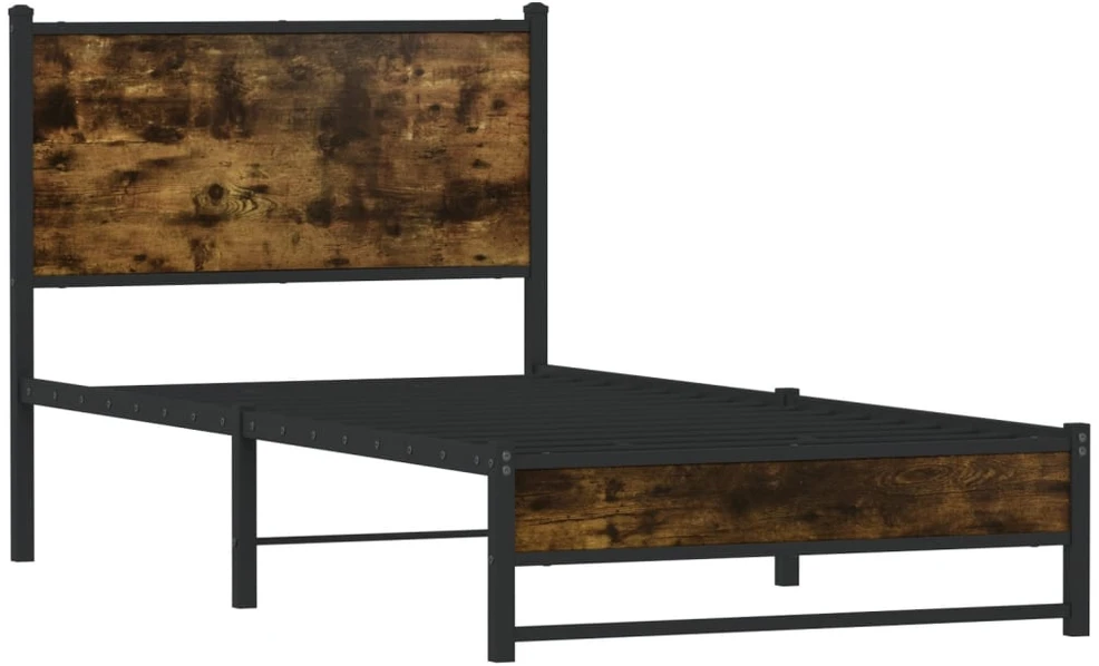 Lovos rėmas be čiužinio, dūminio ąžuolo, 90x190cm, metalas