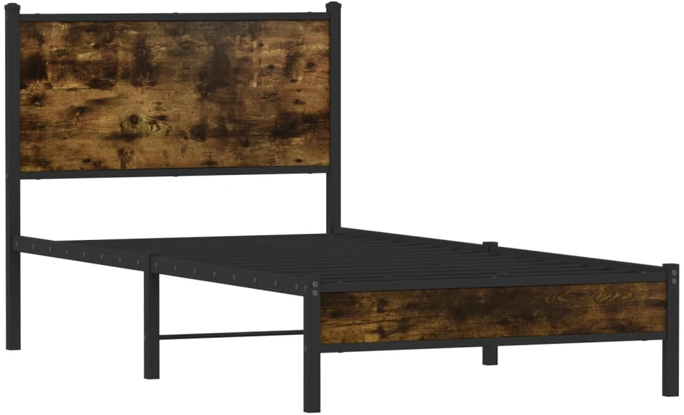Lovos rėmas be čiužinio, dūminio ąžuolo, 90x190cm, metalas
