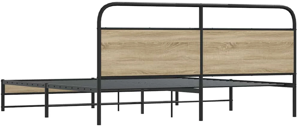Lovos rėmas be čiužinio, dūminio ąžuolo, 200x200cm, metalas