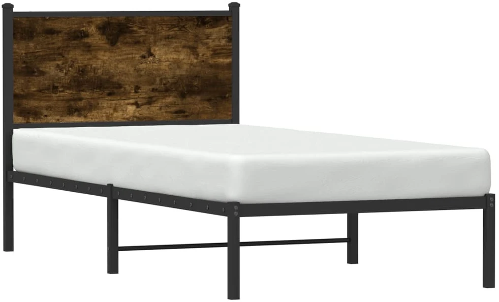 Lovos rėmas be čiužinio, dūminio ąžuolo, 90x190cm, metalas