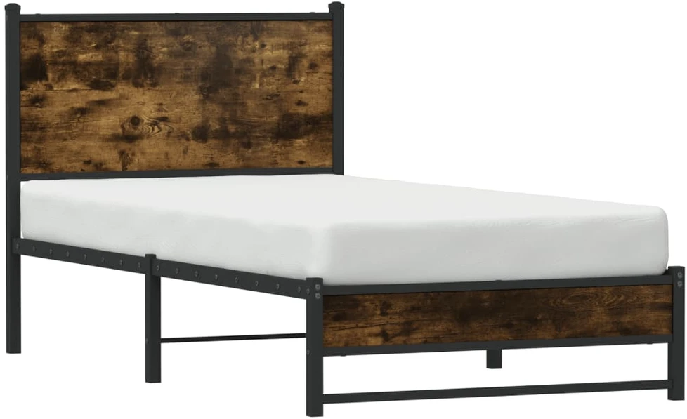 Lovos rėmas be čiužinio, dūminio ąžuolo, 90x190cm, metalas