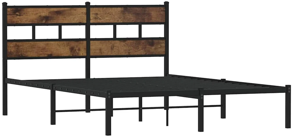 Lovos rėmas be čiužinio, dūminio ąžuolo, 140x190cm, metalas