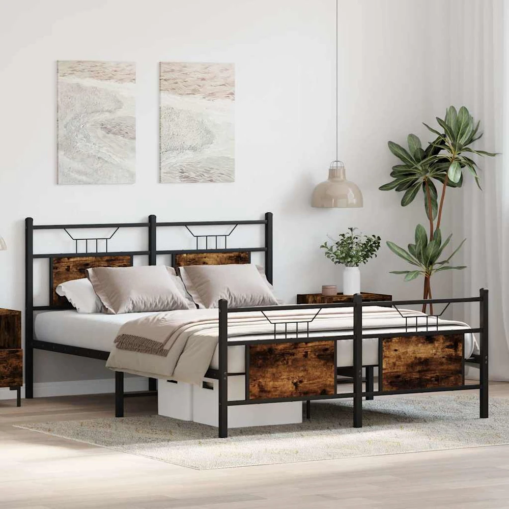Lovos rėmas be čiužinio, dūminio ąžuolo, 140x200cm, mediena