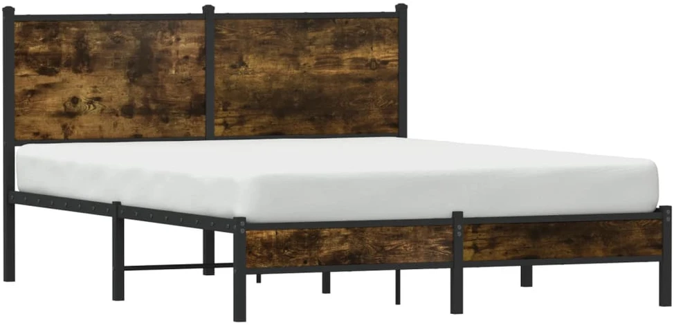 Lova Lovos rėmas be čiužinio, dūminio ąžuolo, 137x190 cm, metalas