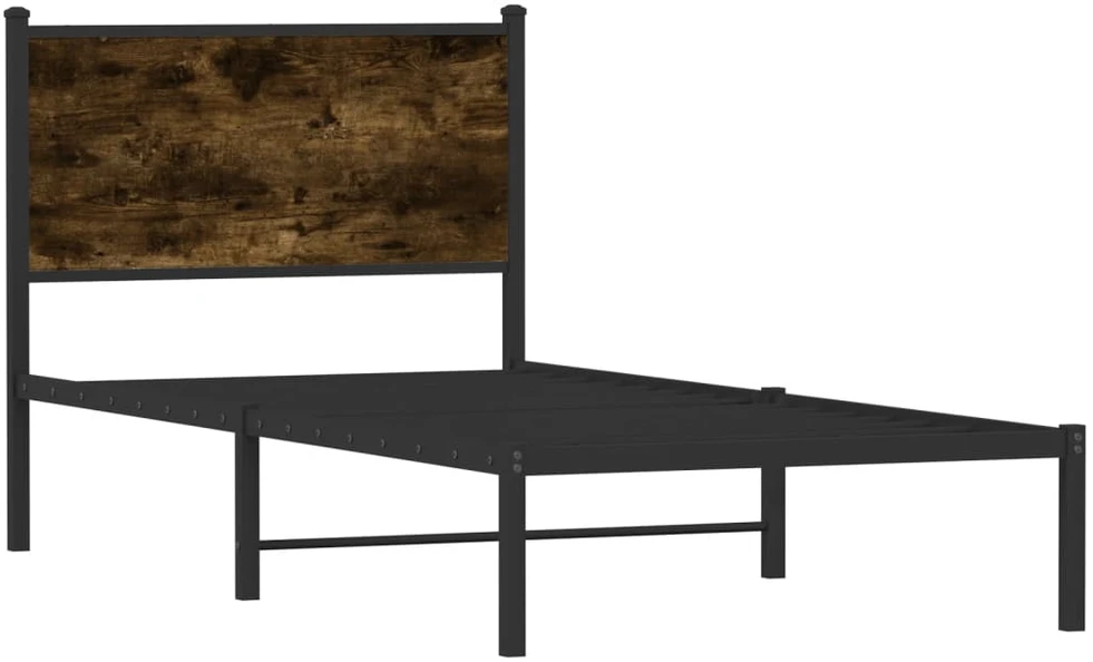 Lovos rėmas be čiužinio, dūminio ąžuolo, 90x200cm, metalas
