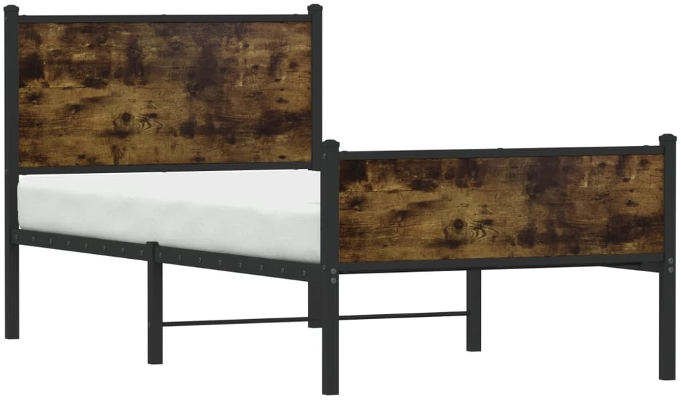Lovos rėmas be čiužinio, dūminio ąžuolo, 90x200cm, metalas