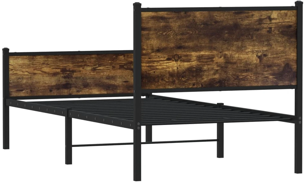 Lovos rėmas be čiužinio, dūminio ąžuolo, 90x200cm, metalas