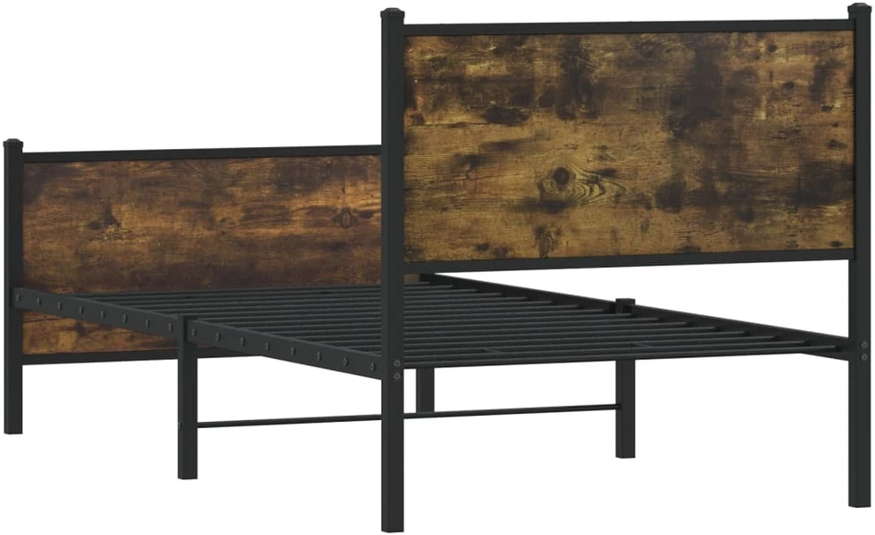 Lovos rėmas be čiužinio, dūminio ąžuolo, 90x190cm, metalas