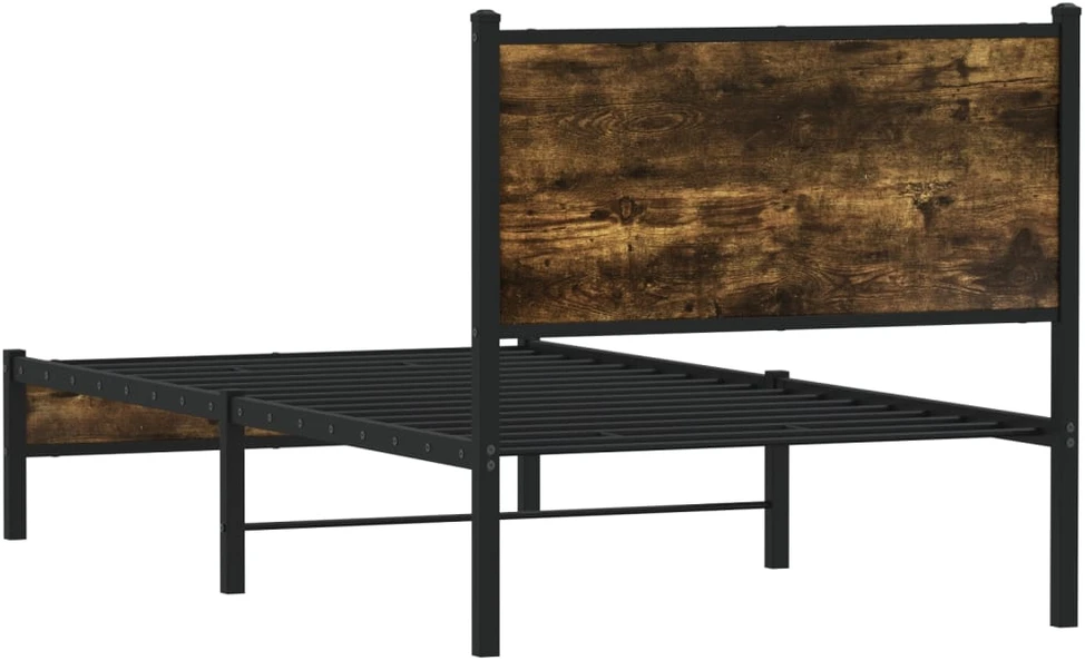 Lovos rėmas be čiužinio, dūminio ąžuolo, 75x190cm, metalas